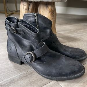 Born Shoes | Matte Black Leather Moto Boot